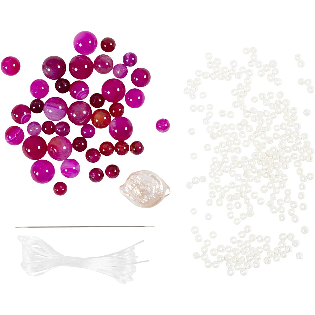 Mini Craft Kit Jewellery, Necklace and bracelet, pink