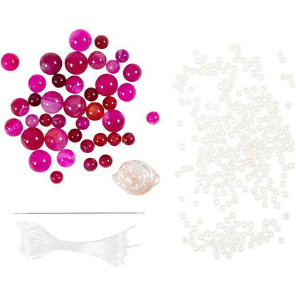 Mini Craft Kit Jewellery, Necklace and bracelet, pink