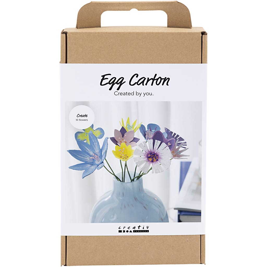 Craft Kit Egg Carton Flowers, pastel colours