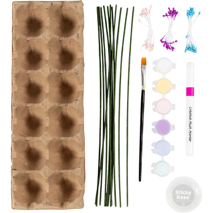 Craft Kit Egg Carton Flowers, pastel colours