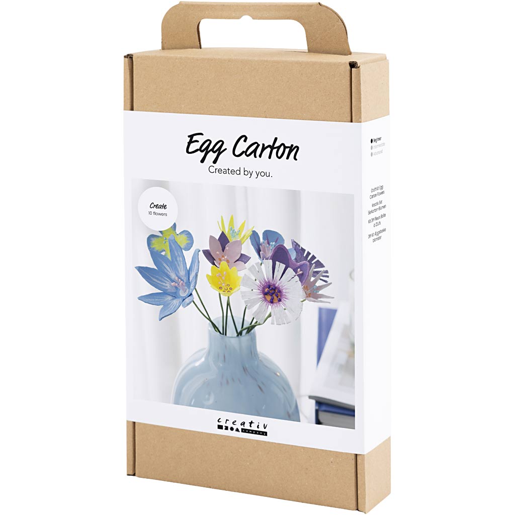 Craft Kit Egg Carton Flowers, pastel colours