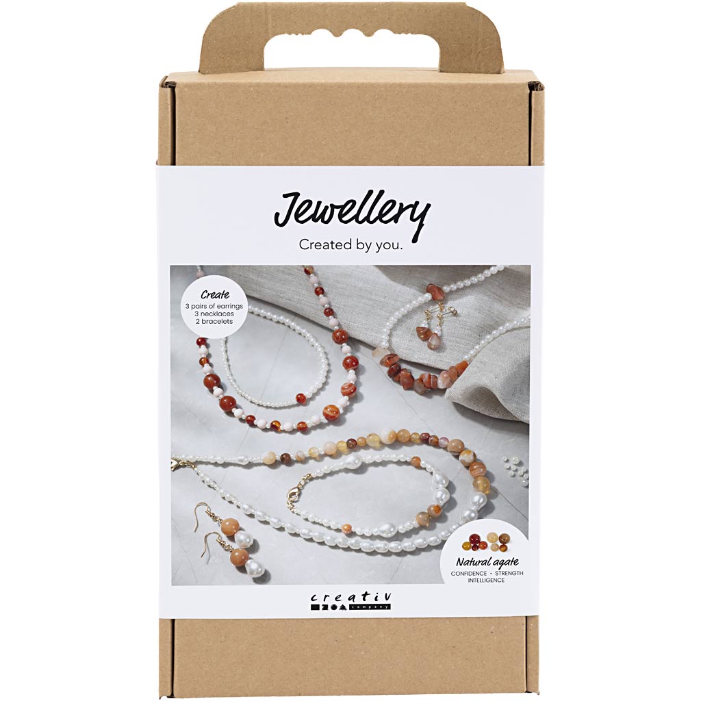 Craft Kit Jewellery, beige, burnt orange, white - mother-of-pearl