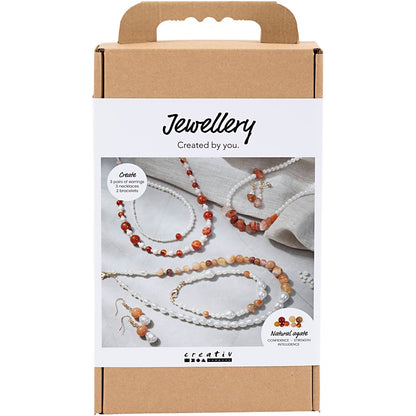 Craft Kit Jewellery, beige, burnt orange, white - mother-of-pearl