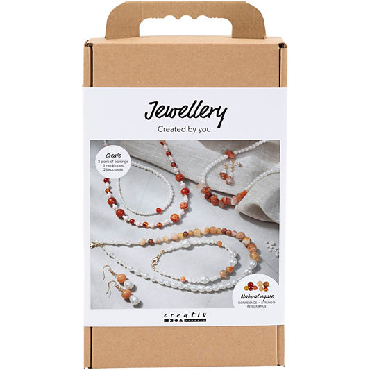 Craft Kit Jewellery, beige, burnt orange, white - mother-of-pearl