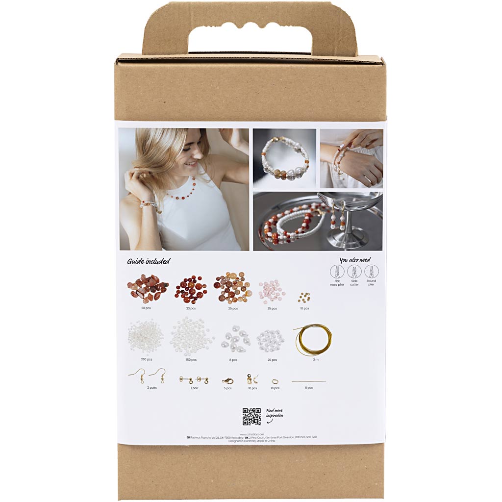 Craft Kit Jewellery, beige, burnt orange, white - mother-of-pearl