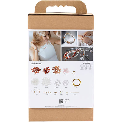 Craft Kit Jewellery, beige, burnt orange, white - mother-of-pearl