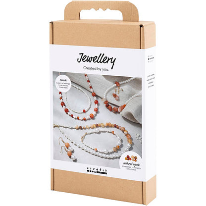 Craft Kit Jewellery, beige, burnt orange, white - mother-of-pearl