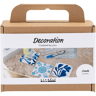 Mini Craft Kit Decoration, Porcelain coasters, blue