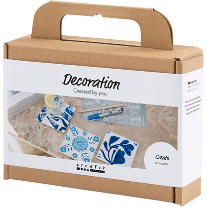Mini Craft Kit Decoration, Porcelain coasters, blue