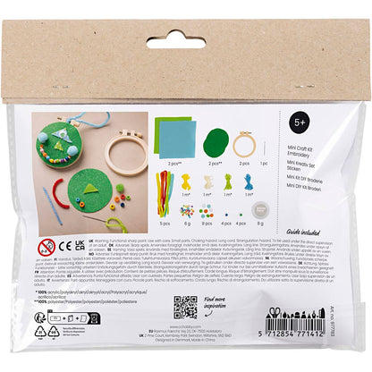Mini Craft Kit Embroidery, Faces, blue, green, 1 pack