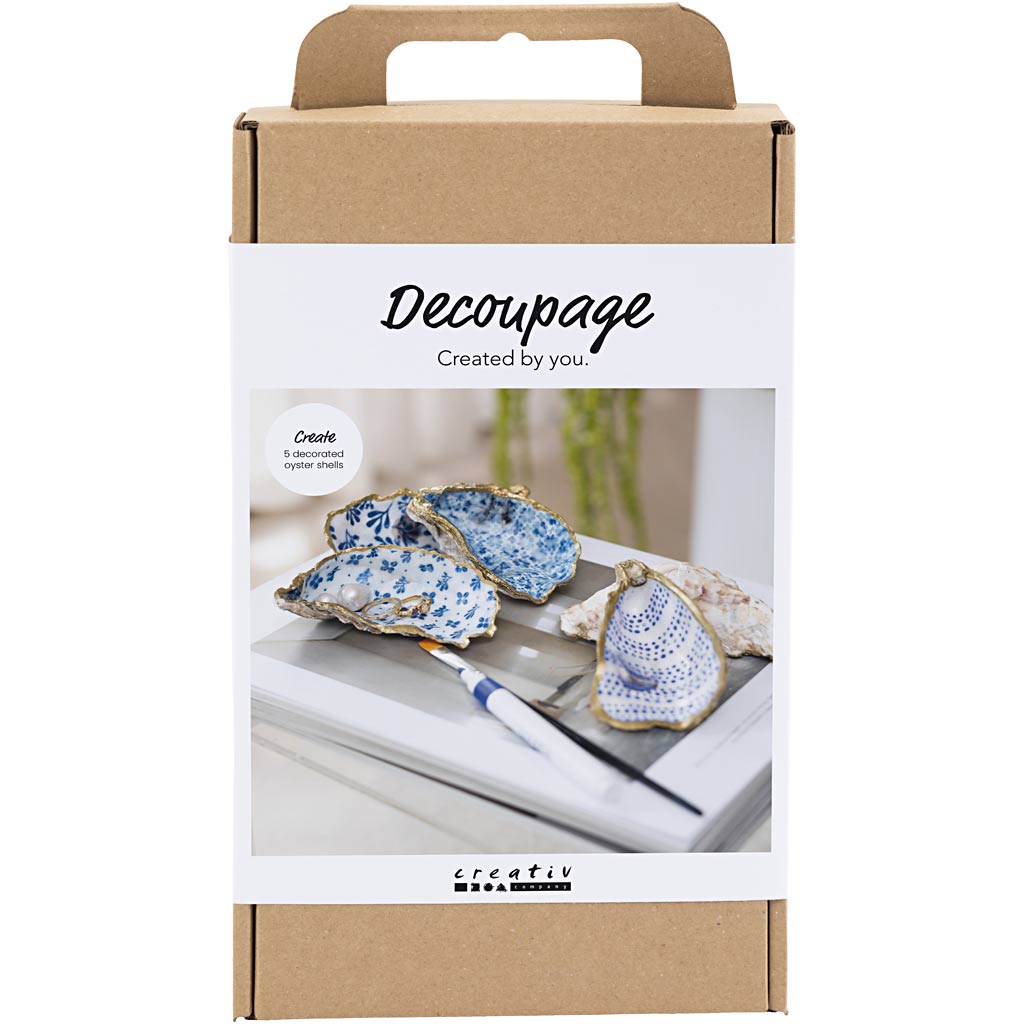 Craft Kit Decoupage, Oyster shells, blue