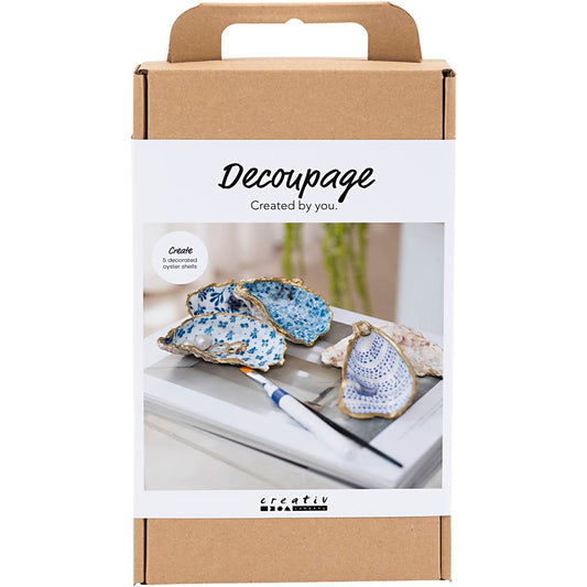 Craft Kit Decoupage, Oyster shells, blue
