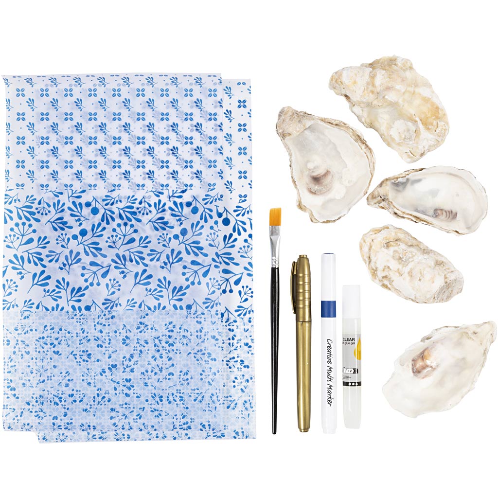 Craft Kit Decoupage, Oyster shells, blue