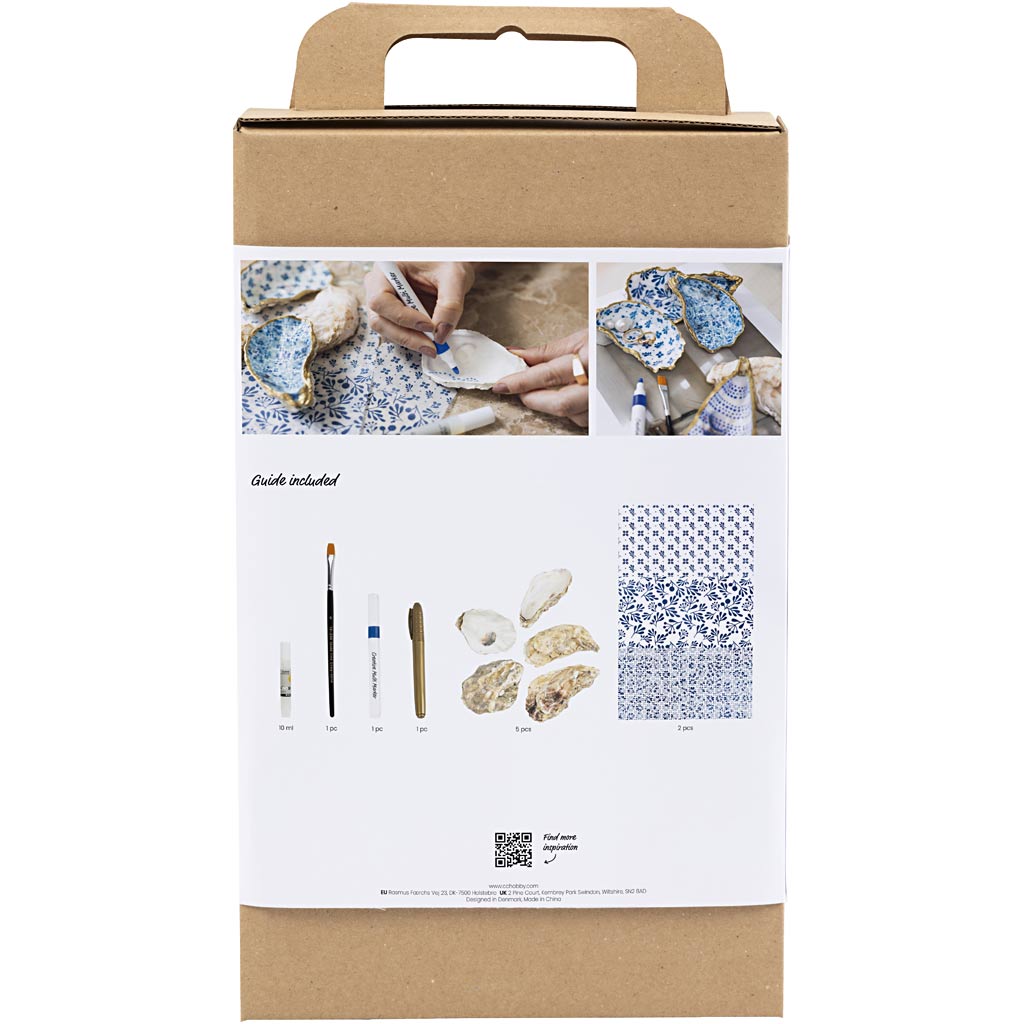 Craft Kit Decoupage, Oyster shells, blue