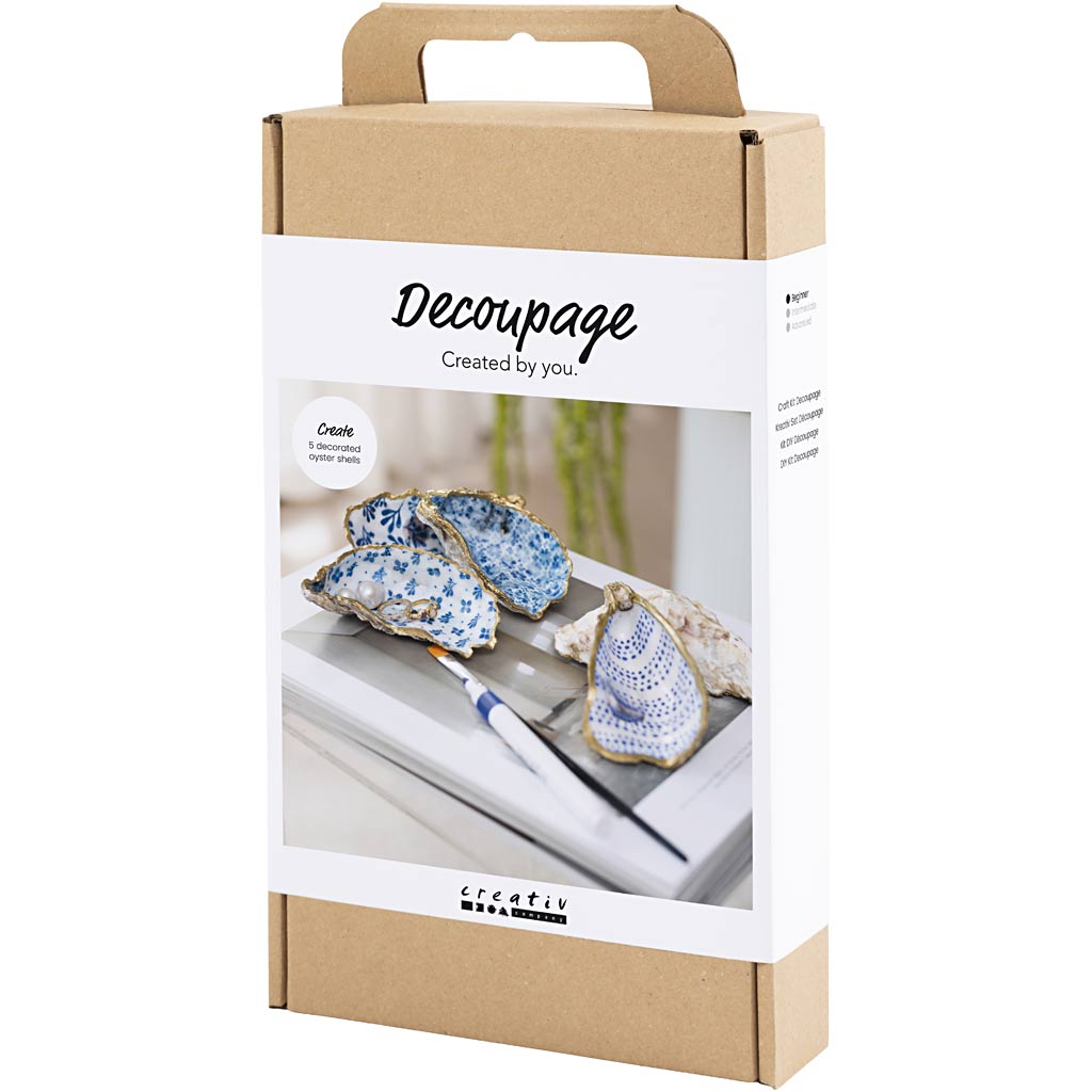 Craft Kit Decoupage, Oyster shells, blue