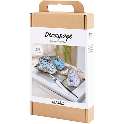 Craft Kit Decoupage, Oyster shells, blue