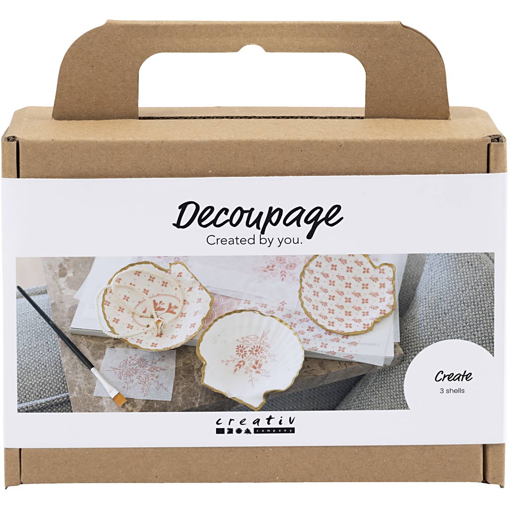 Mini Craft Kit Decoupage, Mussel shells, soft rose