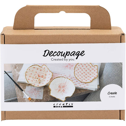 Mini Craft Kit Decoupage, Mussel shells, soft rose