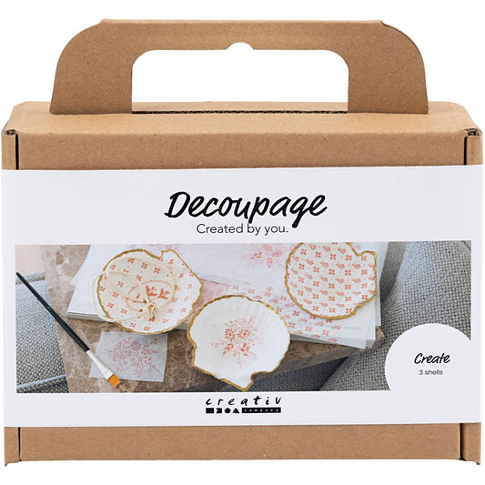 Mini Craft Kit Decoupage, Mussel shells, soft rose