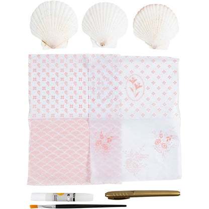 Mini Craft Kit Decoupage, Mussel shells, soft rose