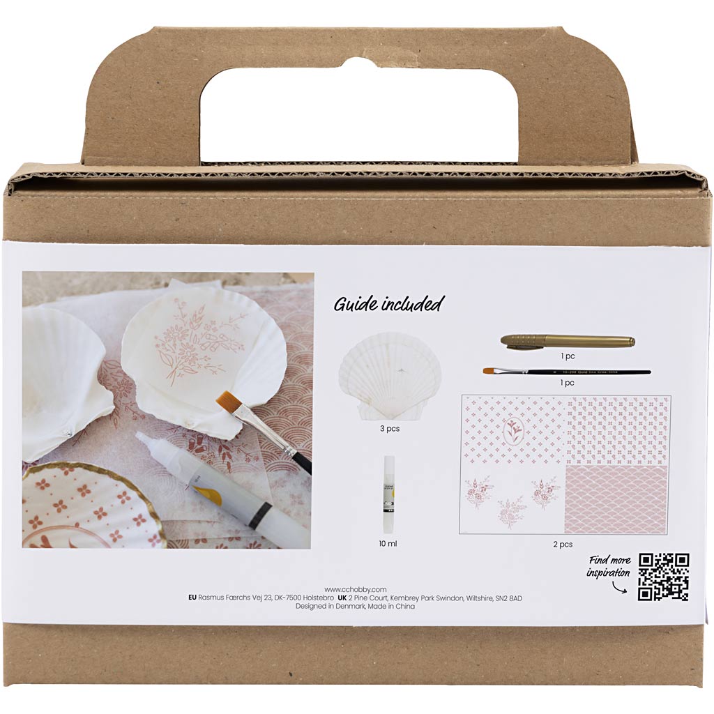Mini Craft Kit Decoupage, Mussel shells, soft rose