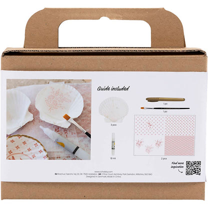 Mini Craft Kit Decoupage, Mussel shells, soft rose