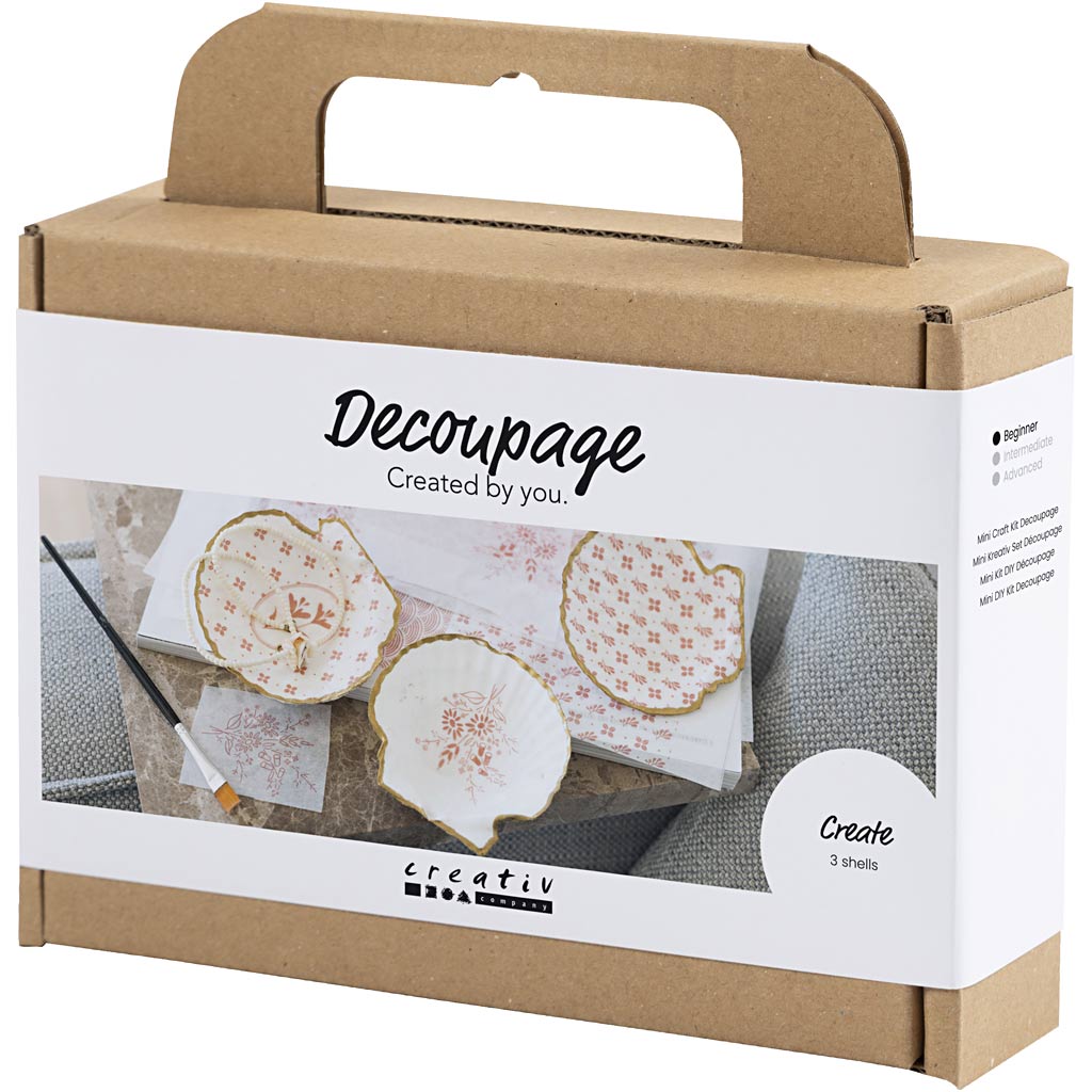 Mini Craft Kit Decoupage, Mussel shells, soft rose