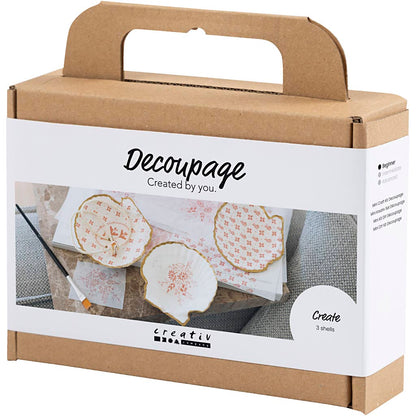 Mini Craft Kit Decoupage, Mussel shells, soft rose