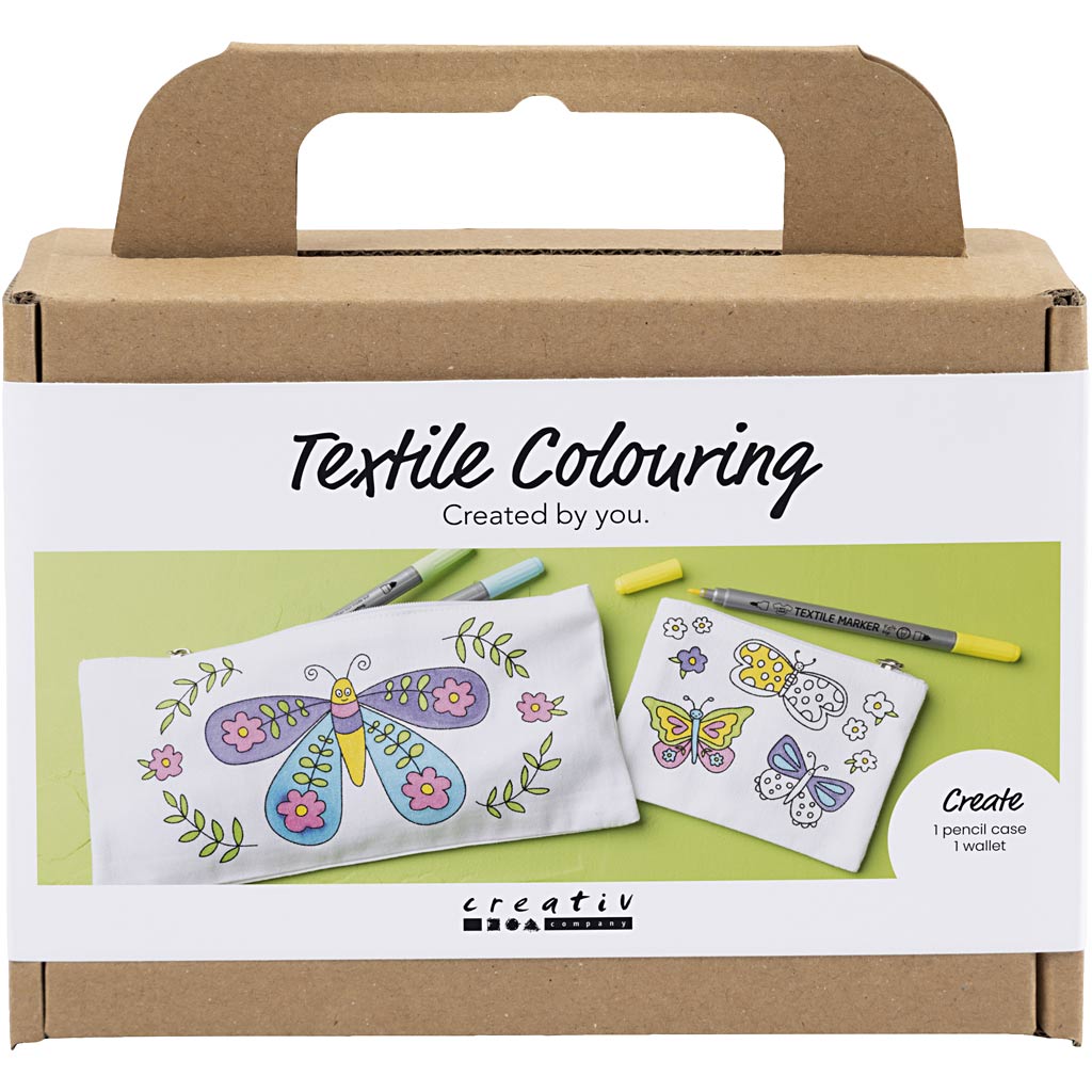 Mini Craft Kit Textile Colouring, Butterflies, pastel colours