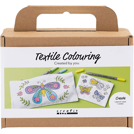 Mini Craft Kit Textile Colouring, Butterflies, pastel colours