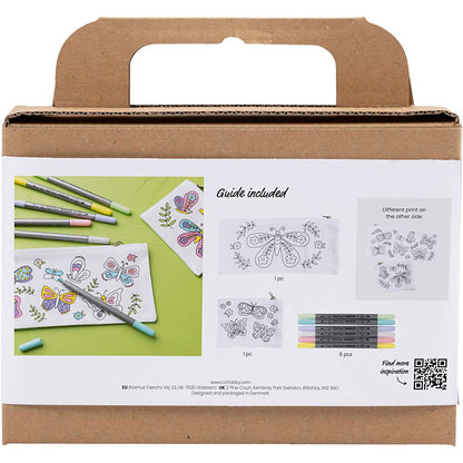 Mini Craft Kit Textile Colouring, Butterflies, pastel colours