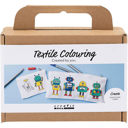 Mini Craft Kit Textile Colouring, Robot, primary colours