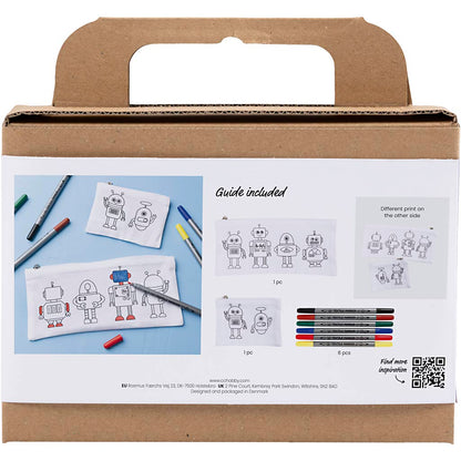 Mini Craft Kit Textile Colouring, Robot, primary colours