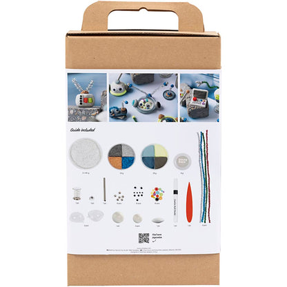 Craft Kit Modelling, Robot, blue, grey, red, silver-plated