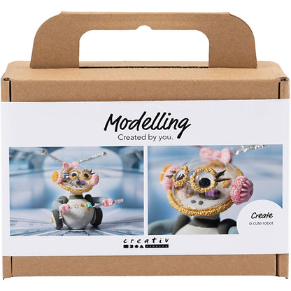 Mini Craft Kit Modelling, robot, grey, pink, 1 pack