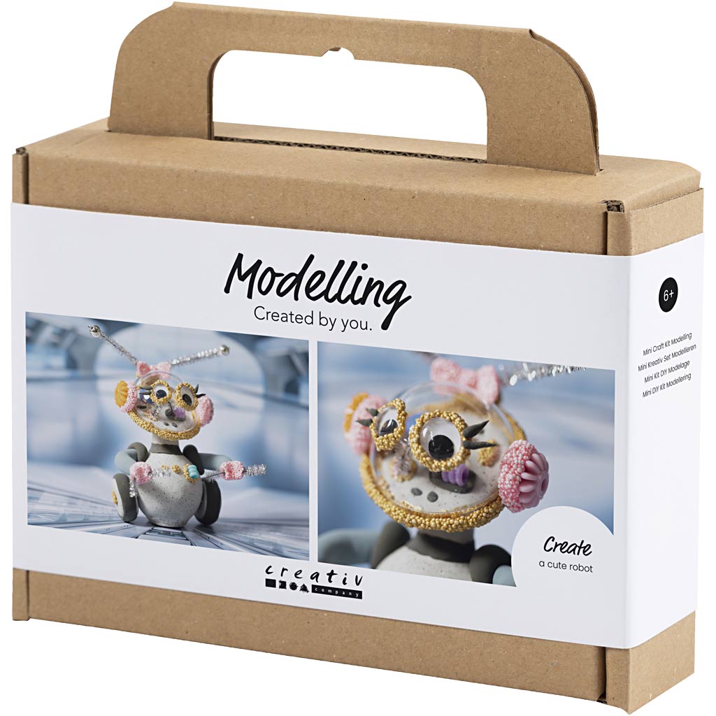 Mini Craft Kit Modelling, robot, grey, pink, 1 pack