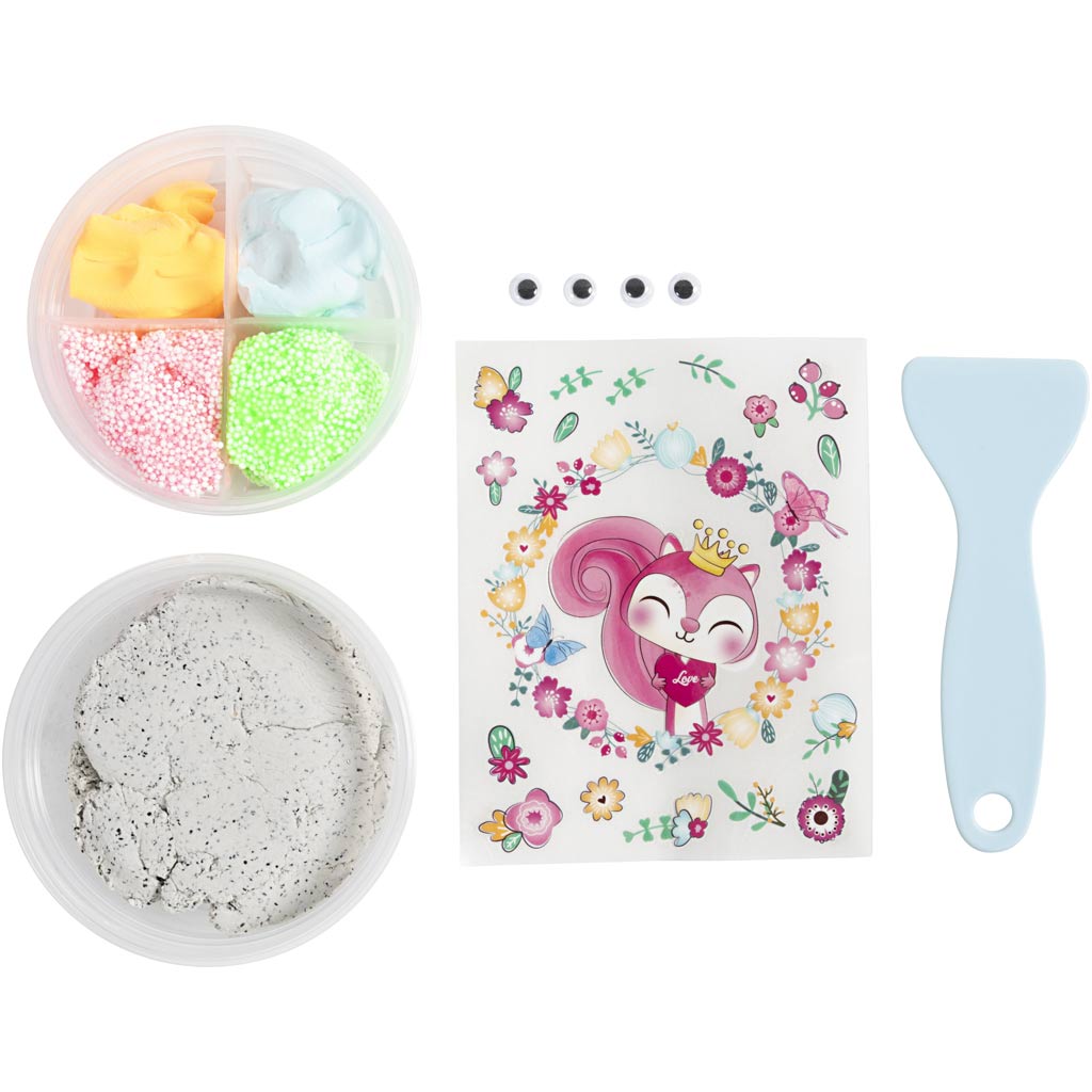 Mini Craft Kit Modelling, Stone with insect, grey, light pink, light turquoise, 1 pack