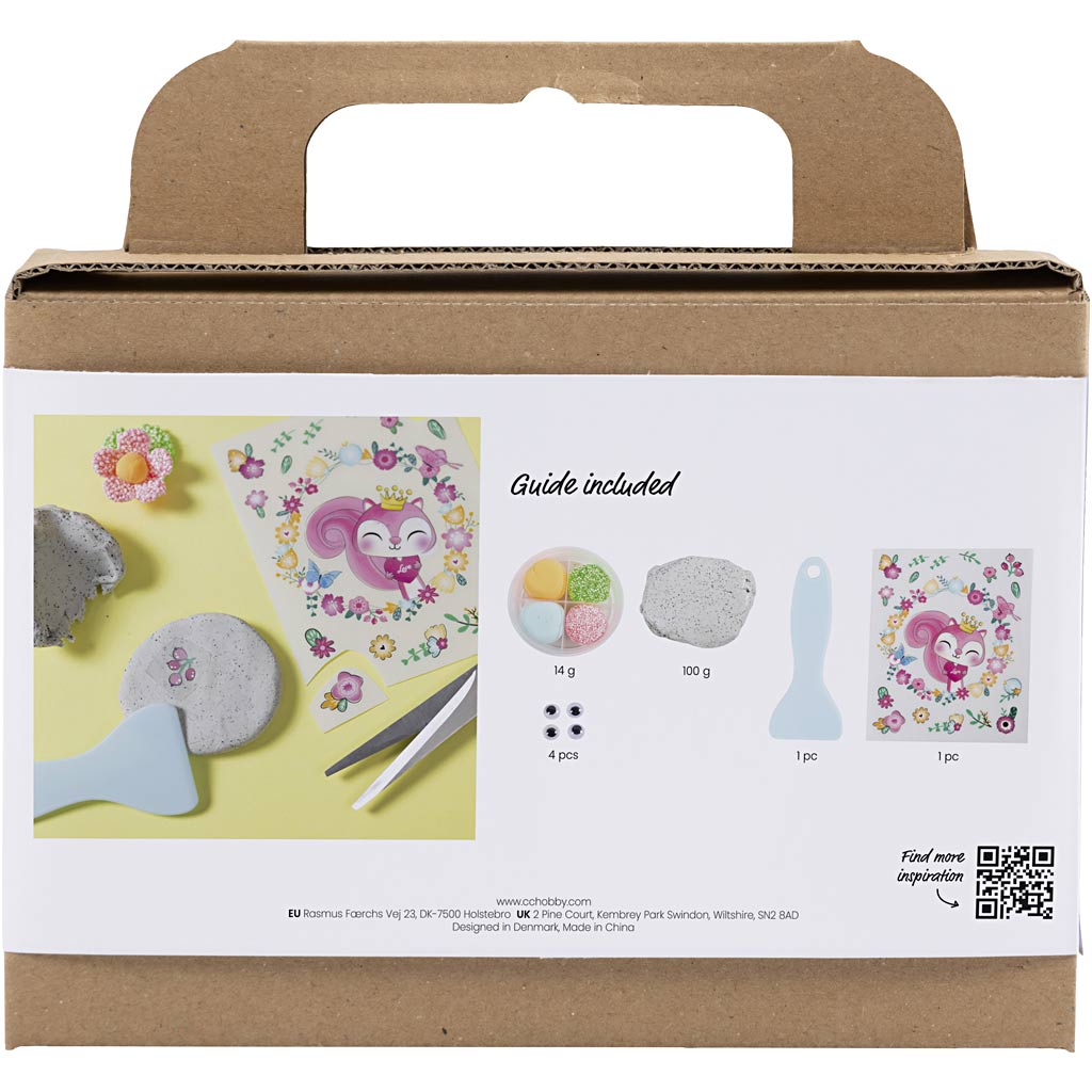 Mini Craft Kit Modelling, Stone with insect, grey, light pink, light turquoise, 1 pack