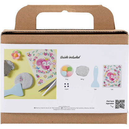 Mini Craft Kit Modelling, Stone with insect, grey, light pink, light turquoise, 1 pack