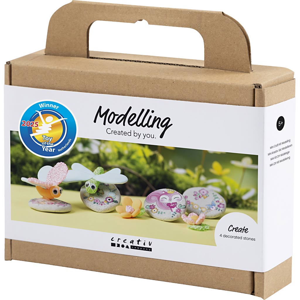 Mini Craft Kit Modelling, Stone with insect, grey, light pink, light turquoise, 1 pack