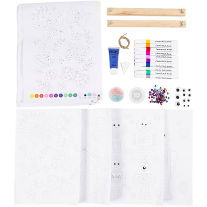 Craft Kit Colouring, Butterfly and robot, happy colours