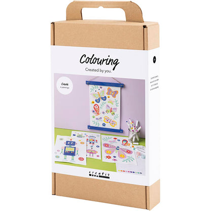 Craft Kit Colouring, Butterfly and robot, happy colours