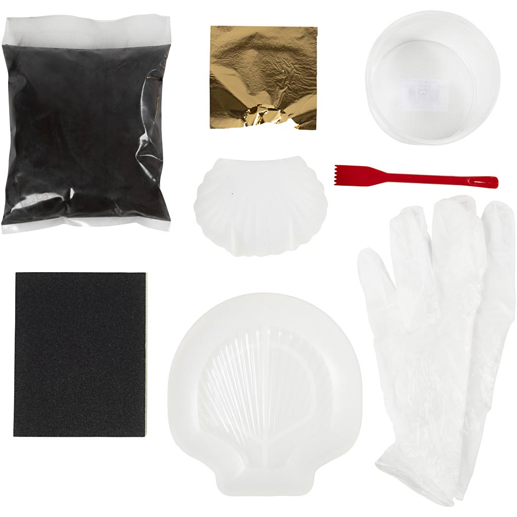 Craft Kit Resin Casting, Mussel, black, gold