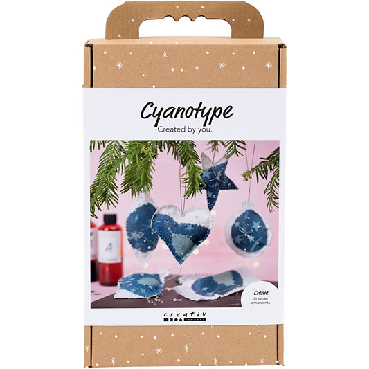 Craft Kit Cyanotype, Cyanotype Christmas decorations, blue, silver