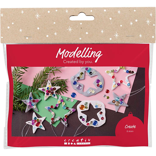 Mini Craft Kit Modelling, Stars, silver, white, 1 pack