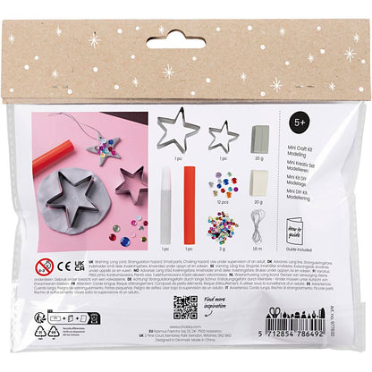 Mini Craft Kit Modelling, Stars, silver, white, 1 pack