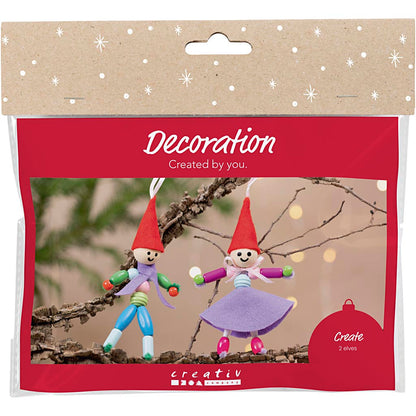 Mini Craft Kit Decoration, Christmas elves, assorted colours, 1 pack