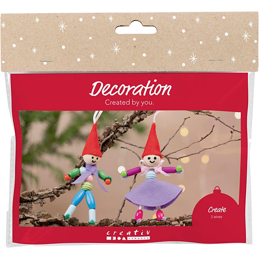 Mini Craft Kit Decoration, Christmas elves, assorted colours, 1 pack