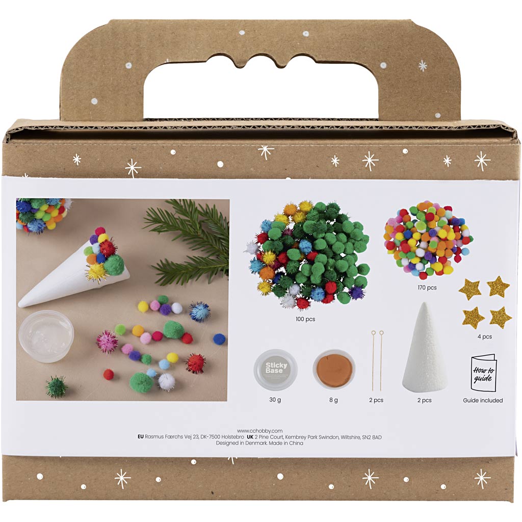 Mini Craft Kit Decoration, Christmas tree, assorted colours, 1 pack
