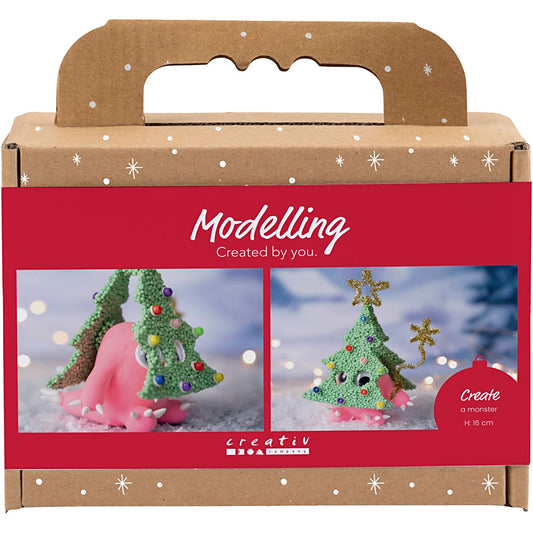 Mini Craft Kit Modelling, Christmas tree monster, assorted colours, 1 pack